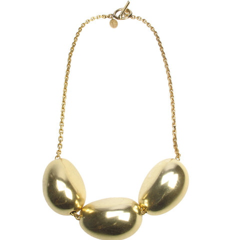 Antique gold three pebble necklace
