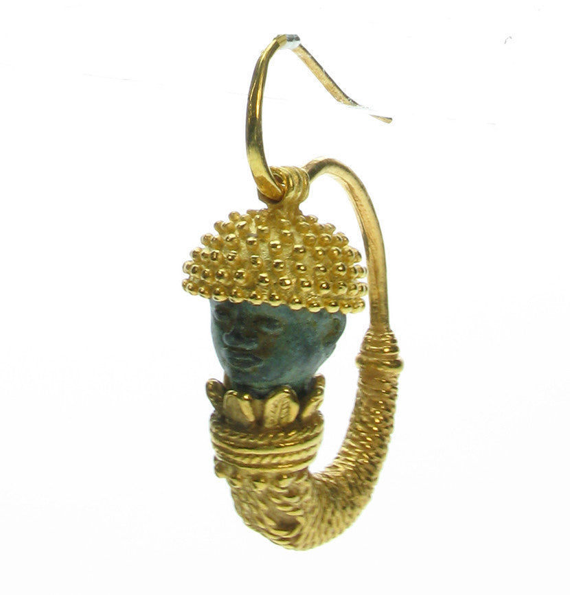 Etruscan style earring with Roman head