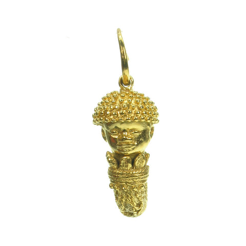 Gold plated Etruscan style earring with Roman head