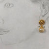 Gold coin and baroque glass pearl drop pierced earring