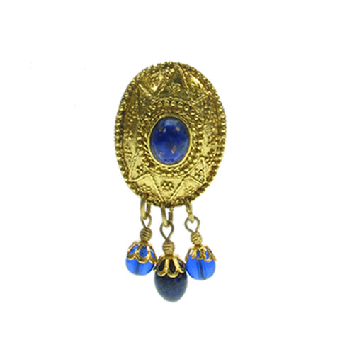 Blue and Gold plated french Vintage earring