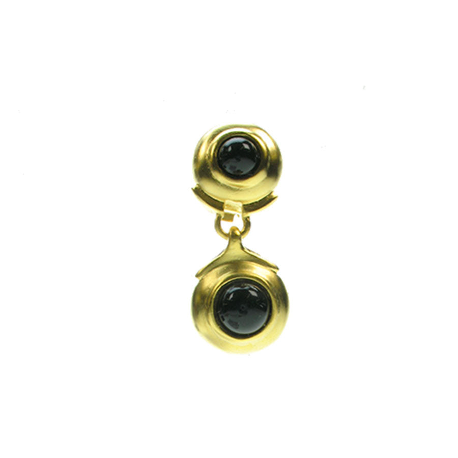 Clip drop earrings with black glass stones
