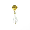 Clip on earrings, gold frost heart clip with crystal acrylic teardrop