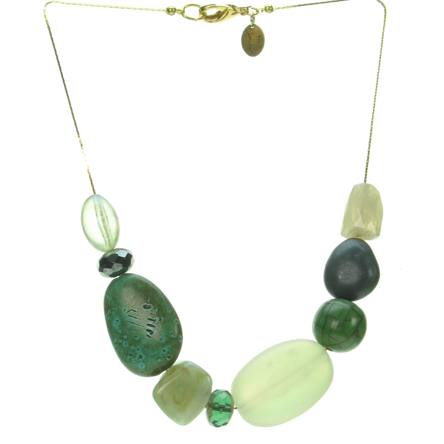 Organic blend of forest coloured resin bead necklace
