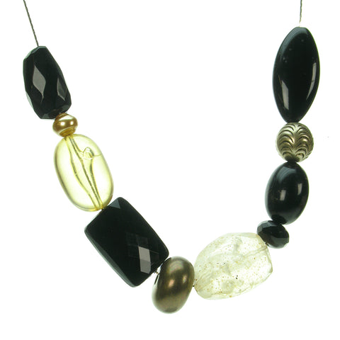 Stunning blend of black, bronze and amber  bead necklace