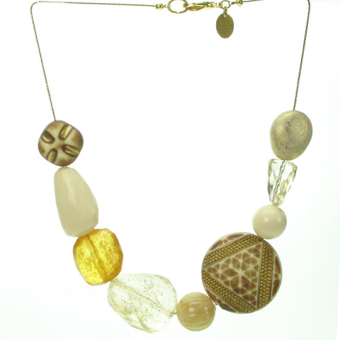 Sophisticated blend of ivory coloured resin bead necklace