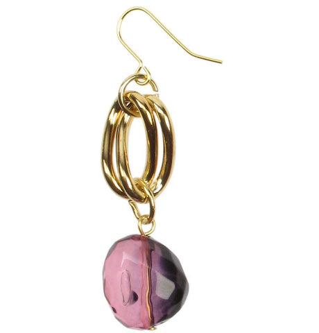 Drop earrings with smoked amethyst resin drops