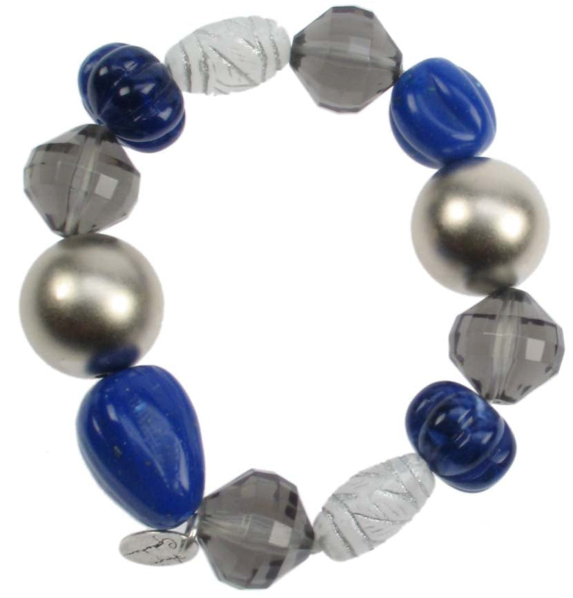 Stretch blue and silver  bracelet
