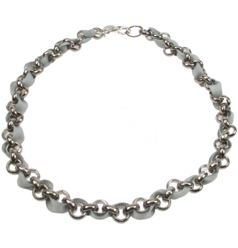 Silver plated chain and grey necklace