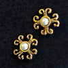 Vintage gold plated resin star and pearl clip earrings