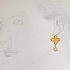 Gold plated cross earrings with pearl