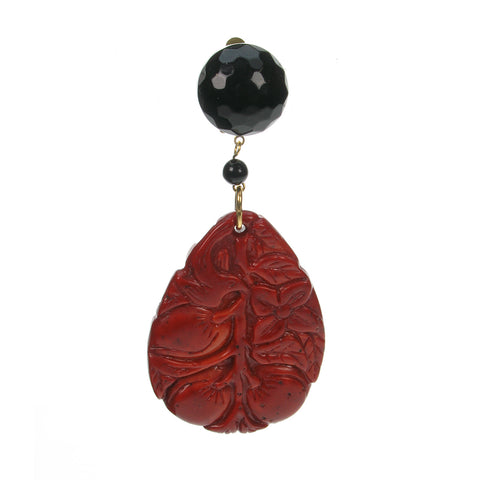Elegant chinese clip drop in red lacquer resin