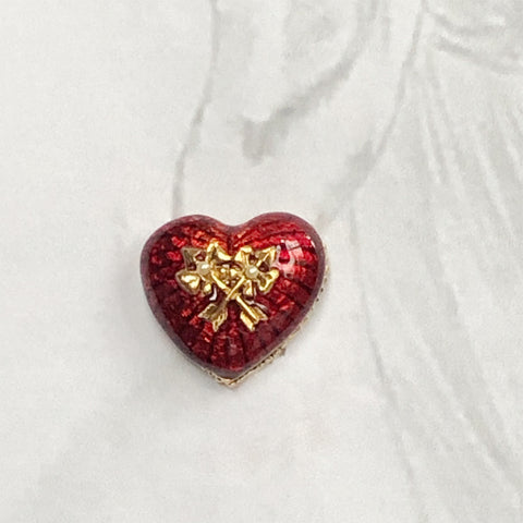 Vintage enamelled red heart clip on earring