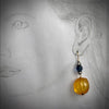 Amber and blue diamanté drop earring 100% of proceeds go to Ukrainian charities
