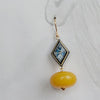 Amber and engraved blue drop earrings 100% of proceeds go to Ukrainian charities