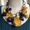 Amber and blue multi drop necklace 100% of proceeds go to Ukrainian charities