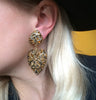 Filigree vintage French clip heart earrings